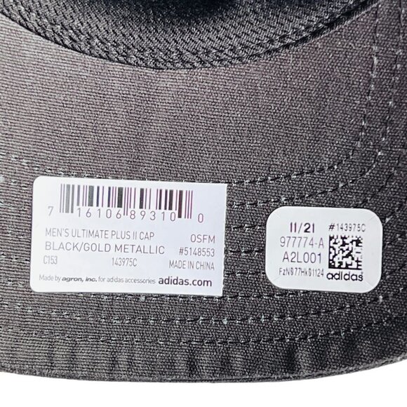ADIDAS Mens Black Gold Baseball Hat - Picture 3 of 6